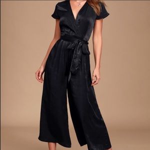 Black satin jumpsuit